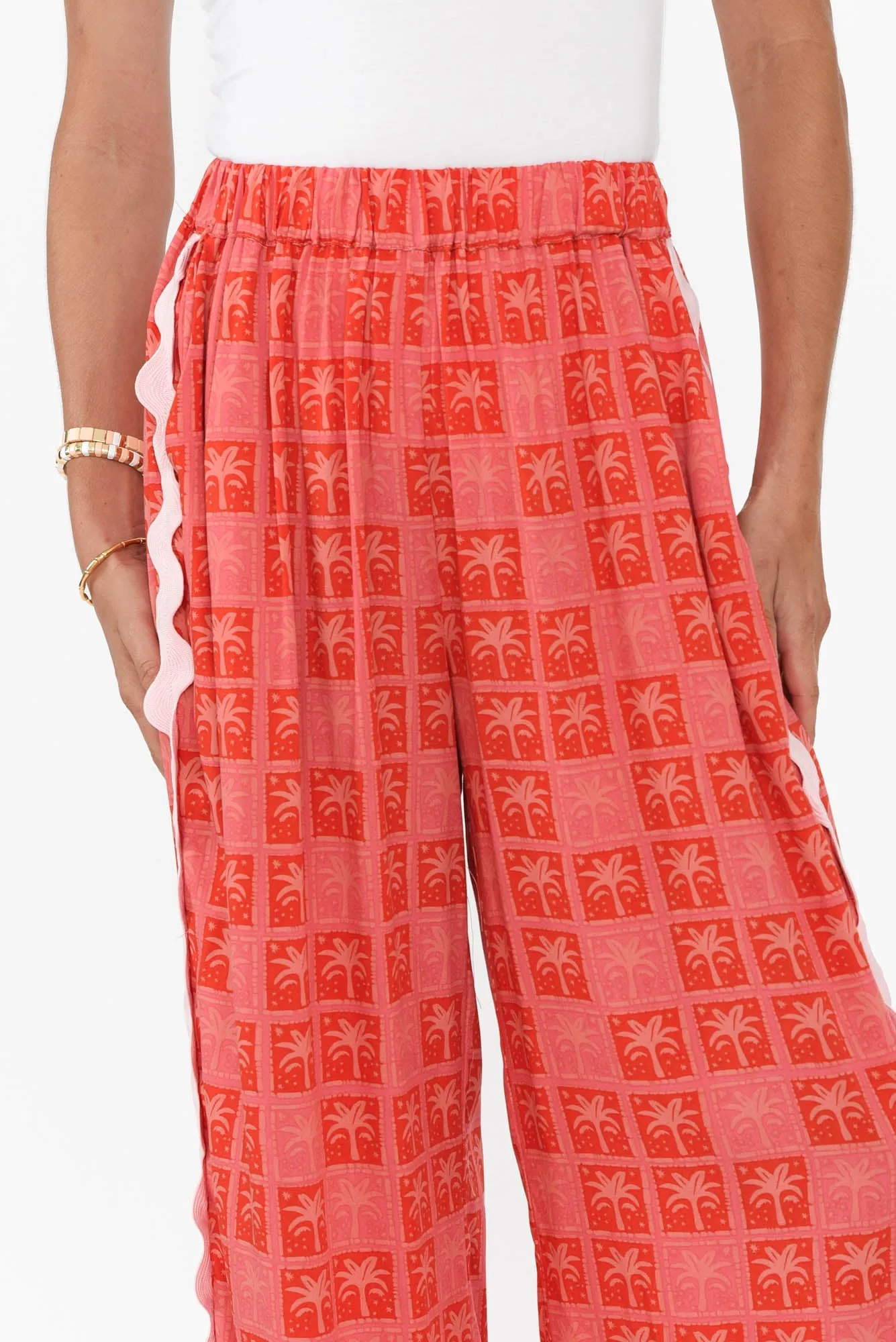 Placida Pink Palm Wide Leg Pants