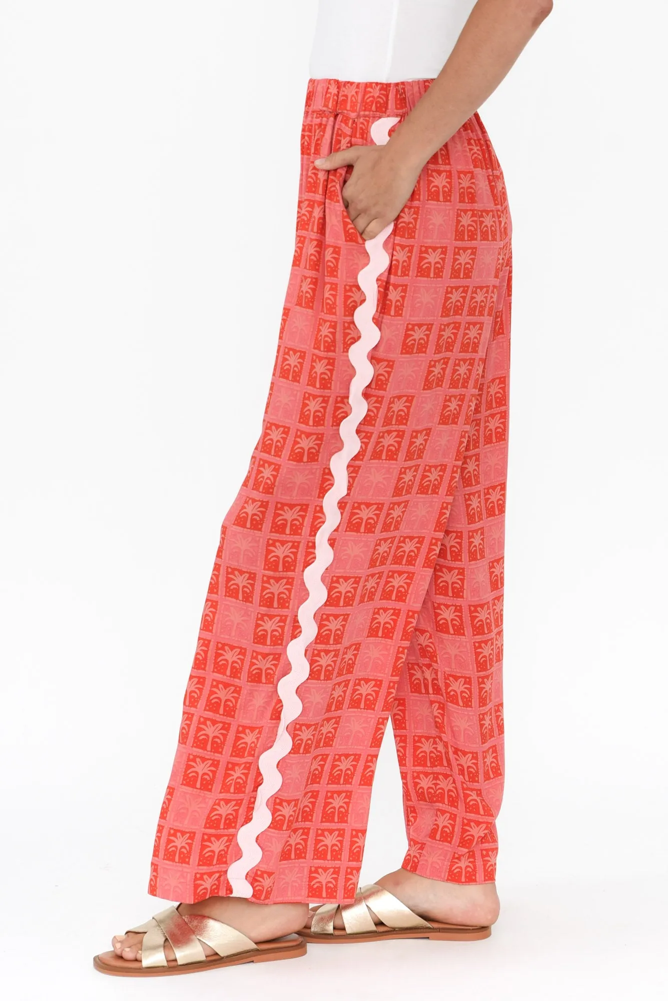 Placida Pink Palm Wide Leg Pants