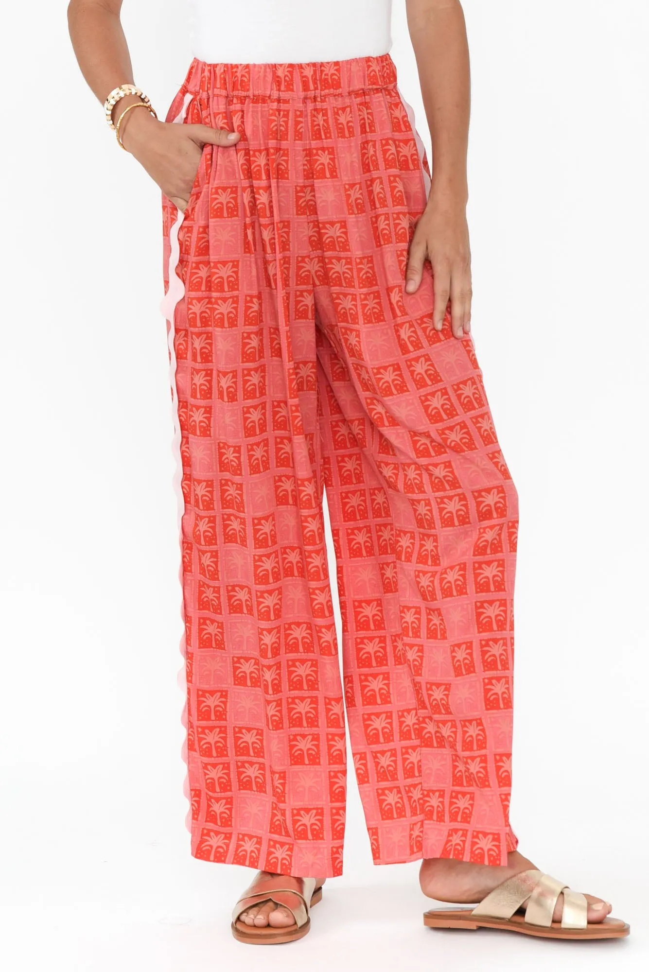 Placida Pink Palm Wide Leg Pants