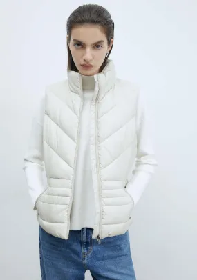 Plain Short Gilet - Ecru