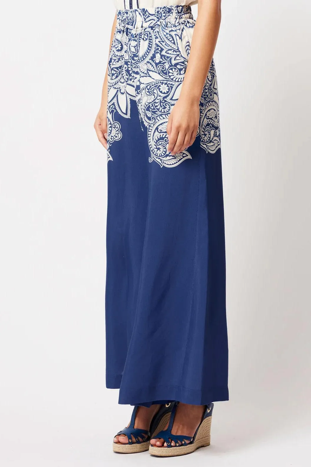 Positano Elastic Waist Wide Leg Pant | Nautique Paisley