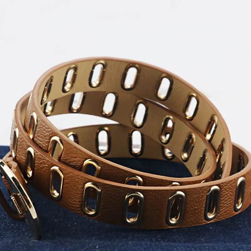 Punk and Grunge Vegan Leather Belt with Metal Punch Holes