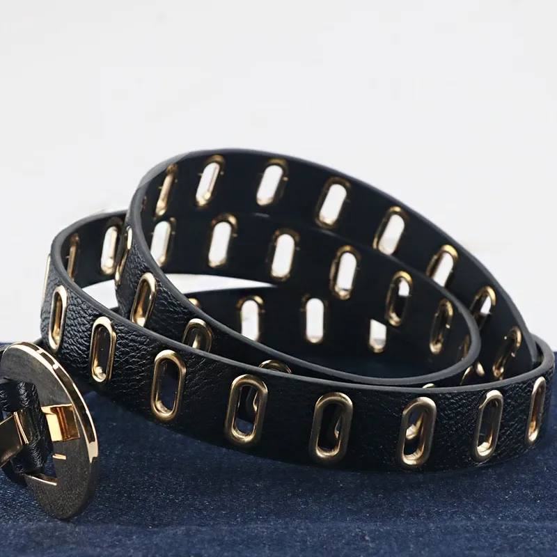 Punk and Grunge Vegan Leather Belt with Metal Punch Holes