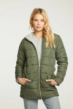 Quilted Hooded Long Puffer Zip Up Jacket