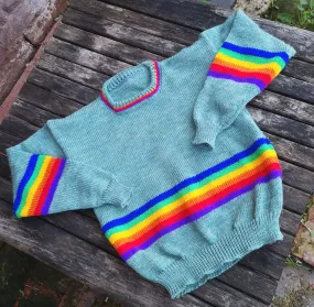 "Ellery" Childs, Unisex, rainbow jumper size 26/28 inches 66/71cm age 6 