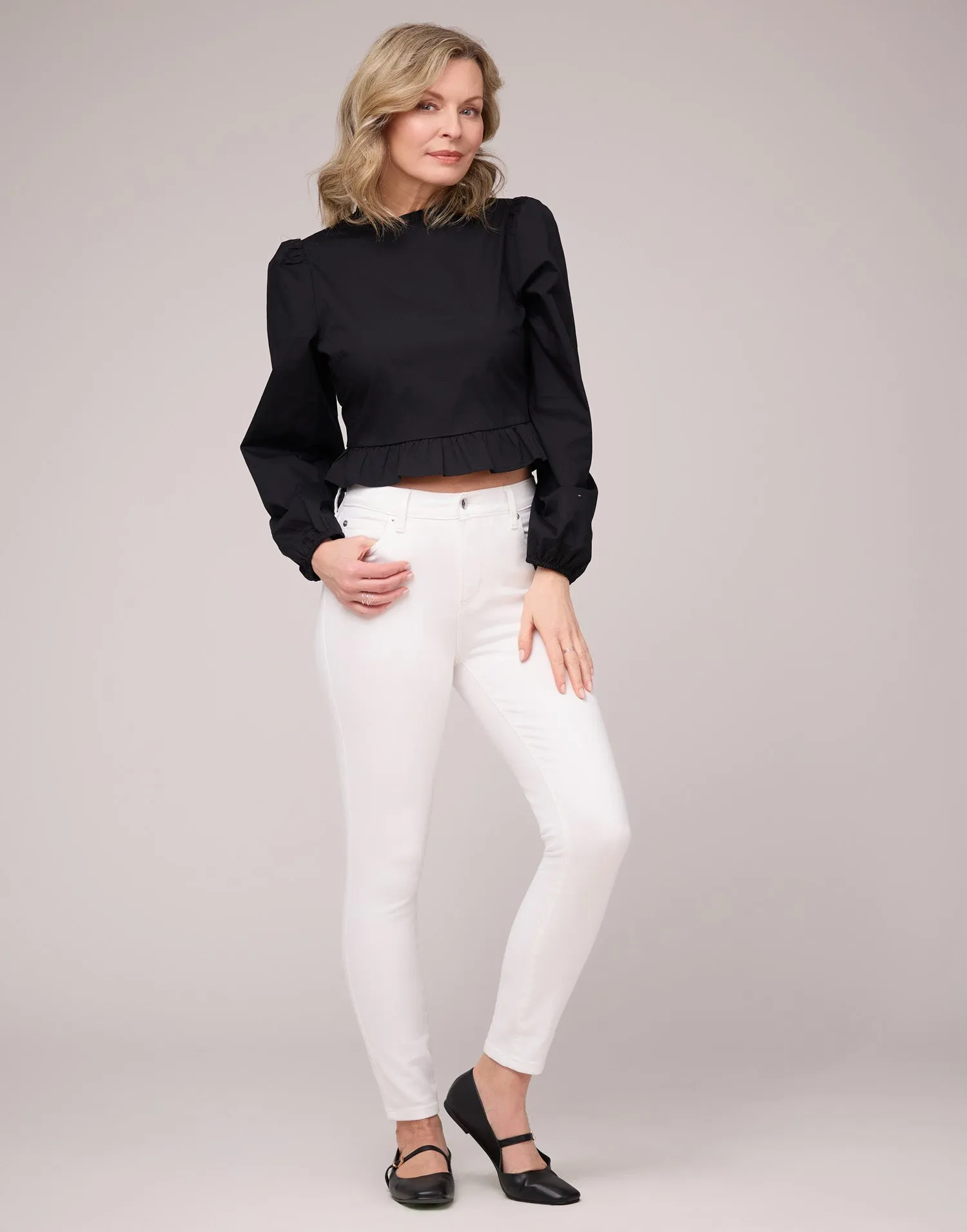 RACHEL SKINNY JEANS / WHITE SHELL