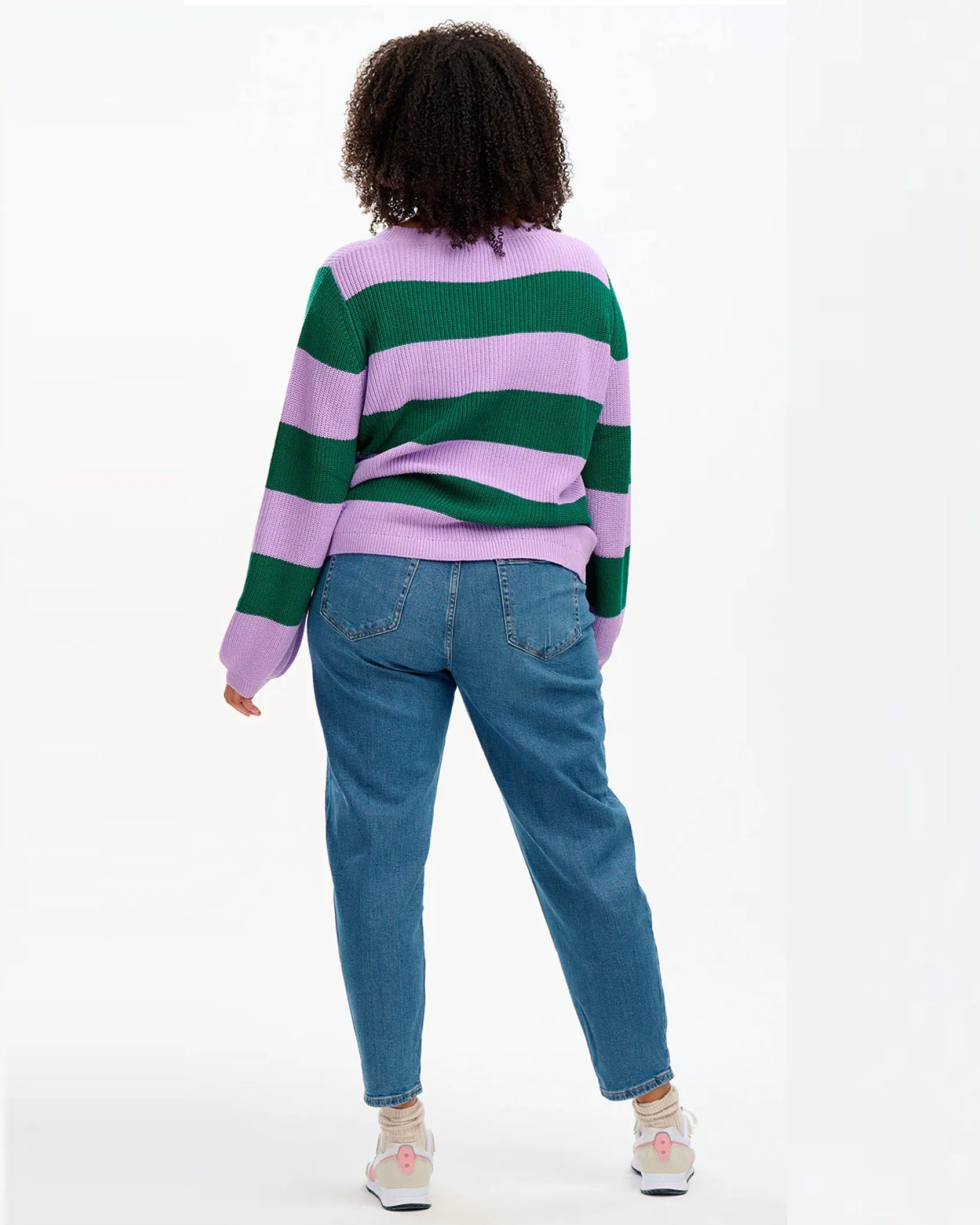 Rashina Lilac & Green Stripe V neck Knit