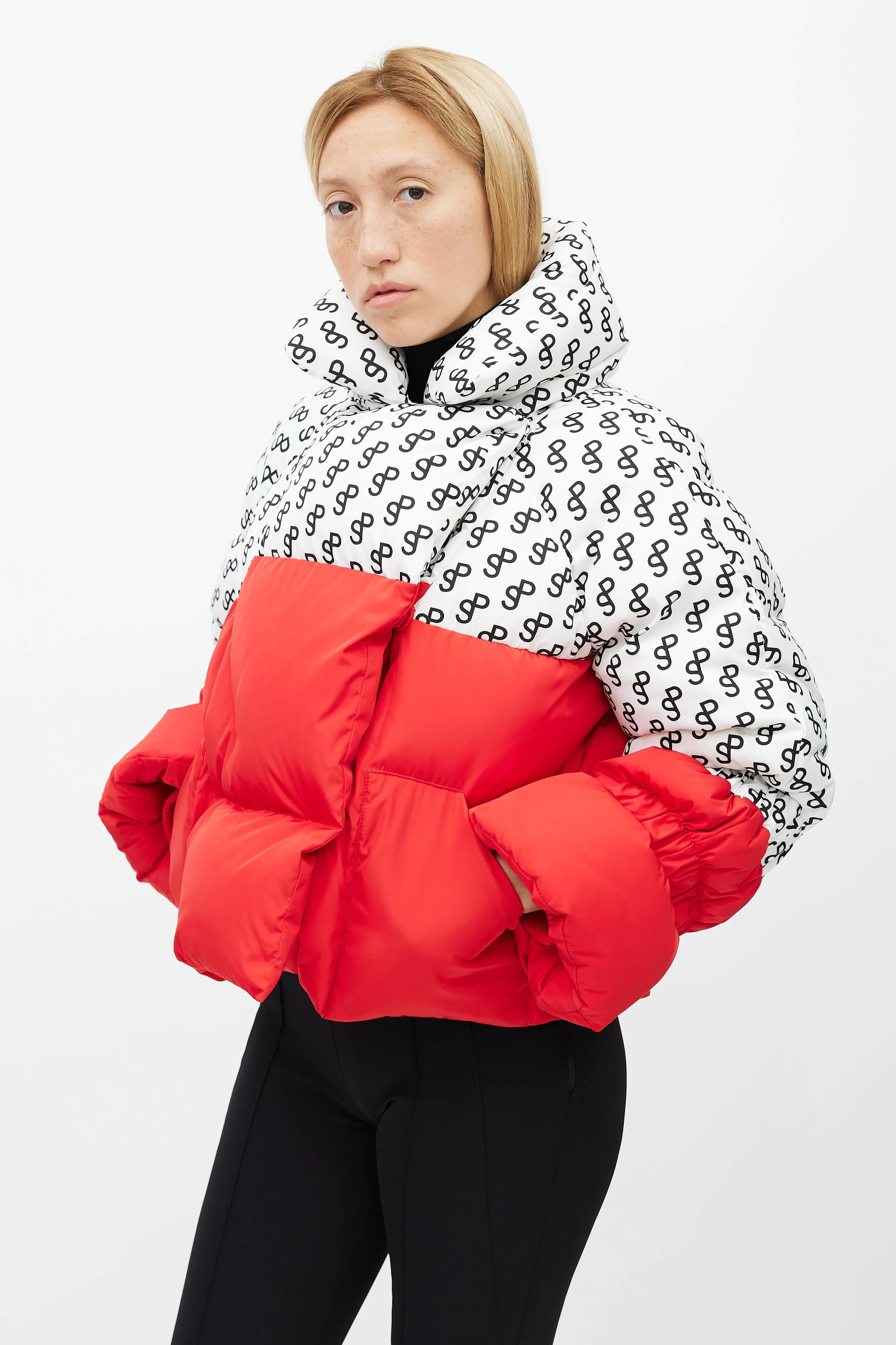 Red & White Monogram Puffer Jacket