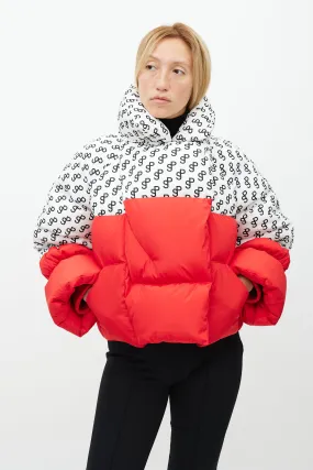 Red & White Monogram Puffer Jacket