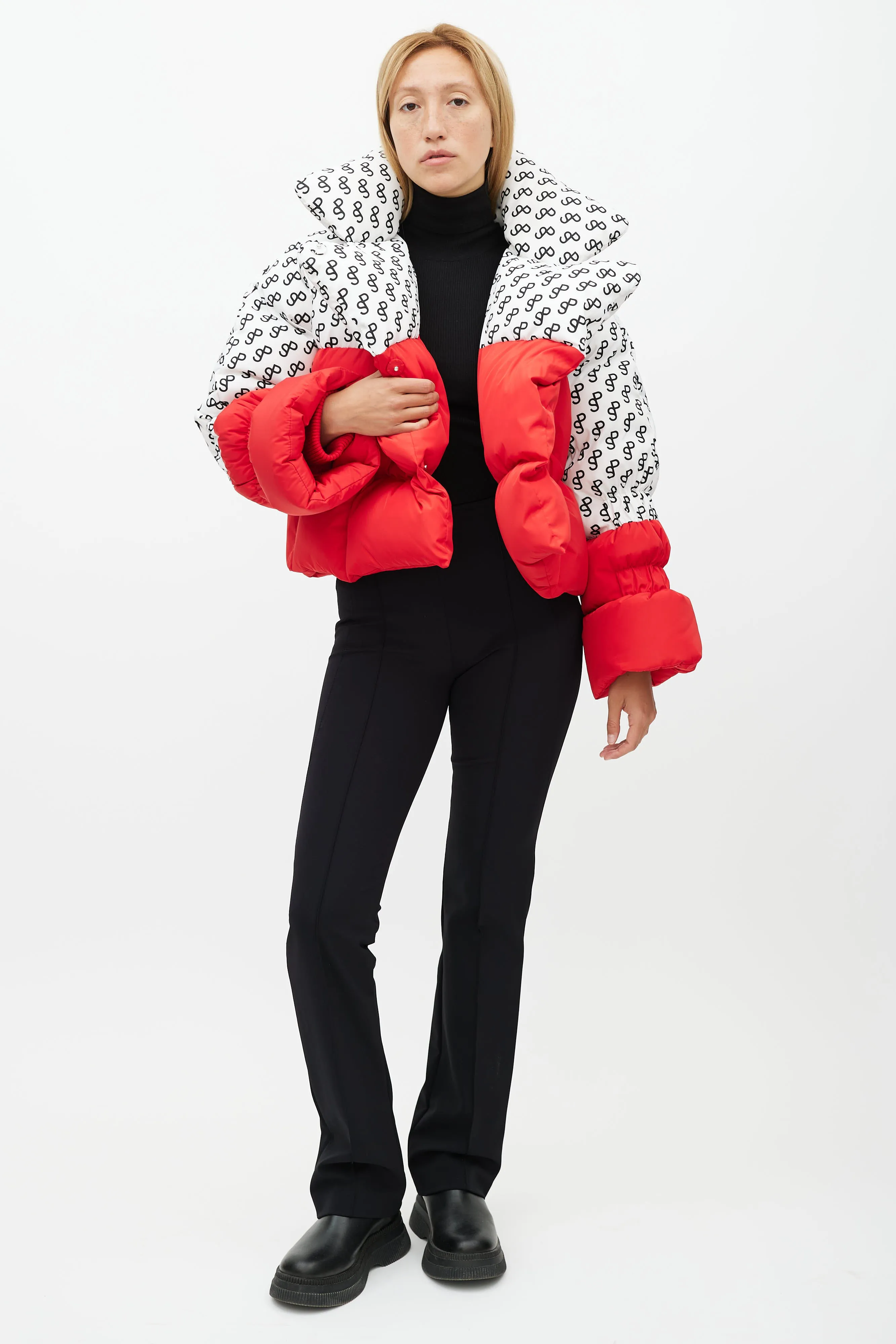 Red & White Monogram Puffer Jacket