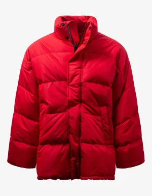 Red C Shape Puffer Jacket