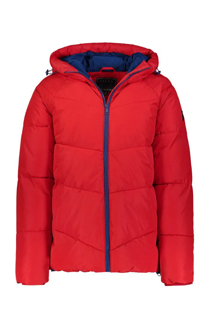 Red Hooded Puffer Jacket