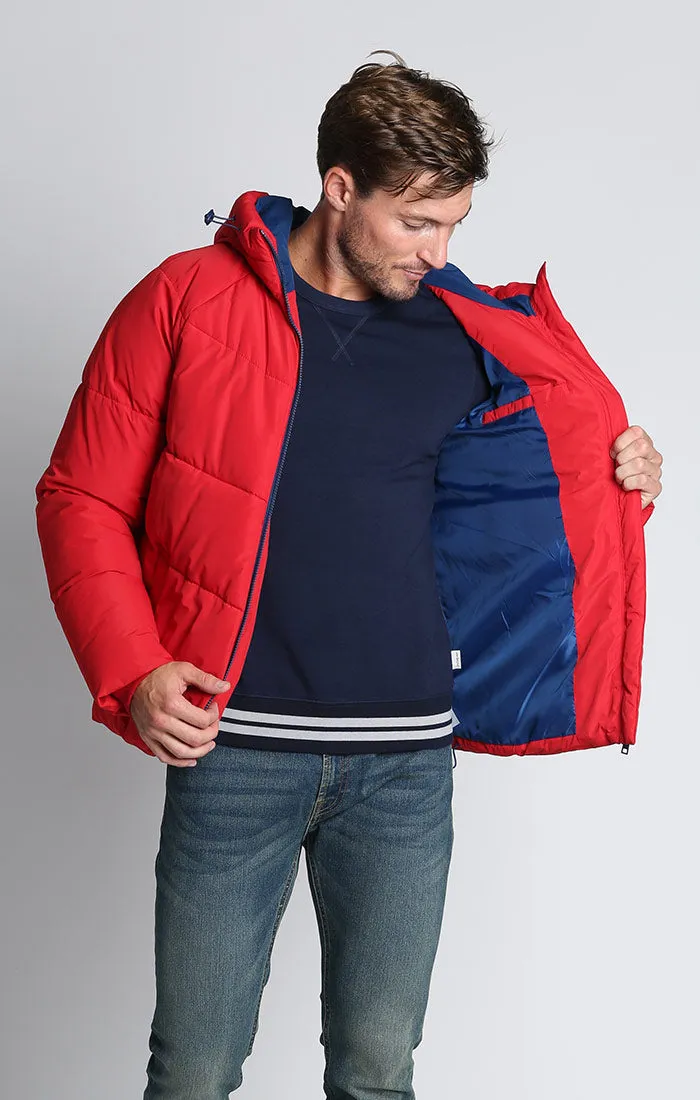 Red Hooded Puffer Jacket