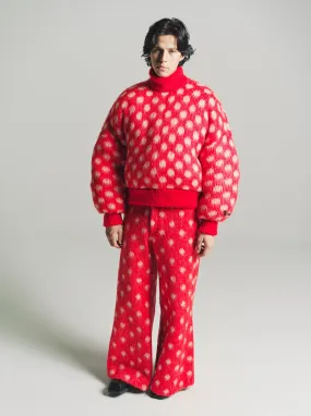 Red Polka Dot Mohair Puffy Jumper