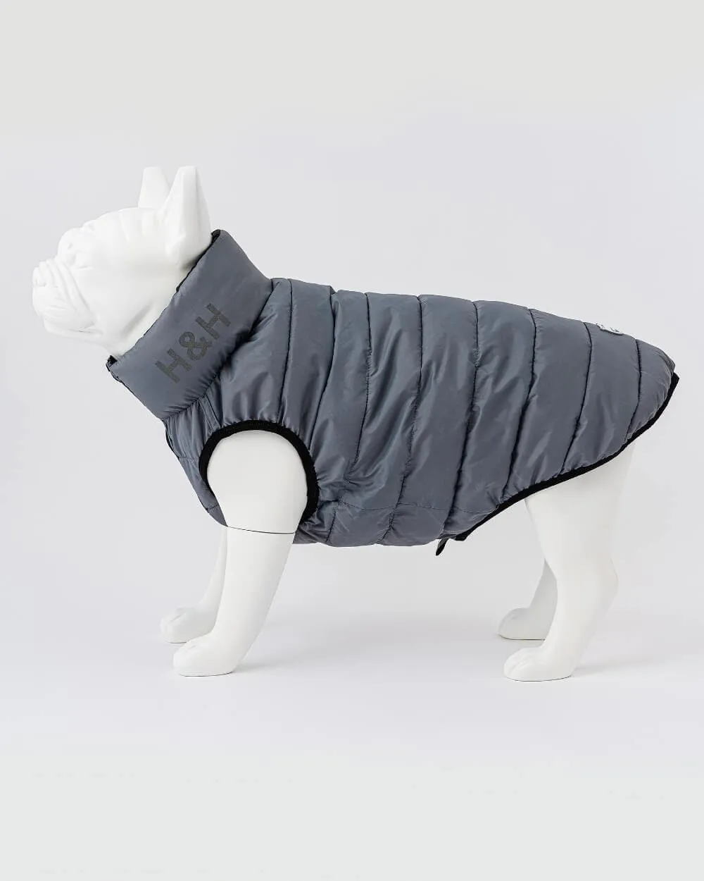 Reversible Dog Puffer Jacket - Black and Grey