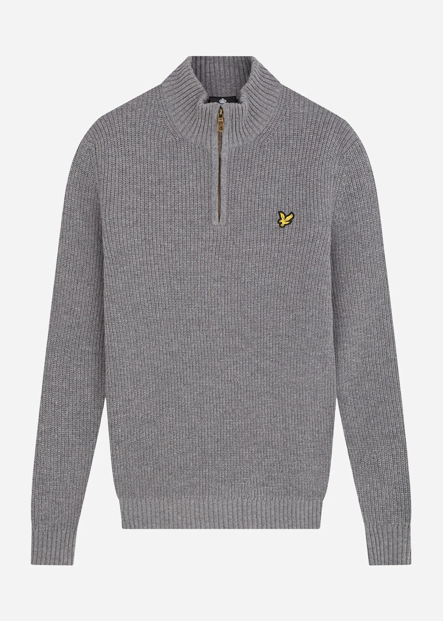 Ribbed quarter zip jumper - mid grey marl