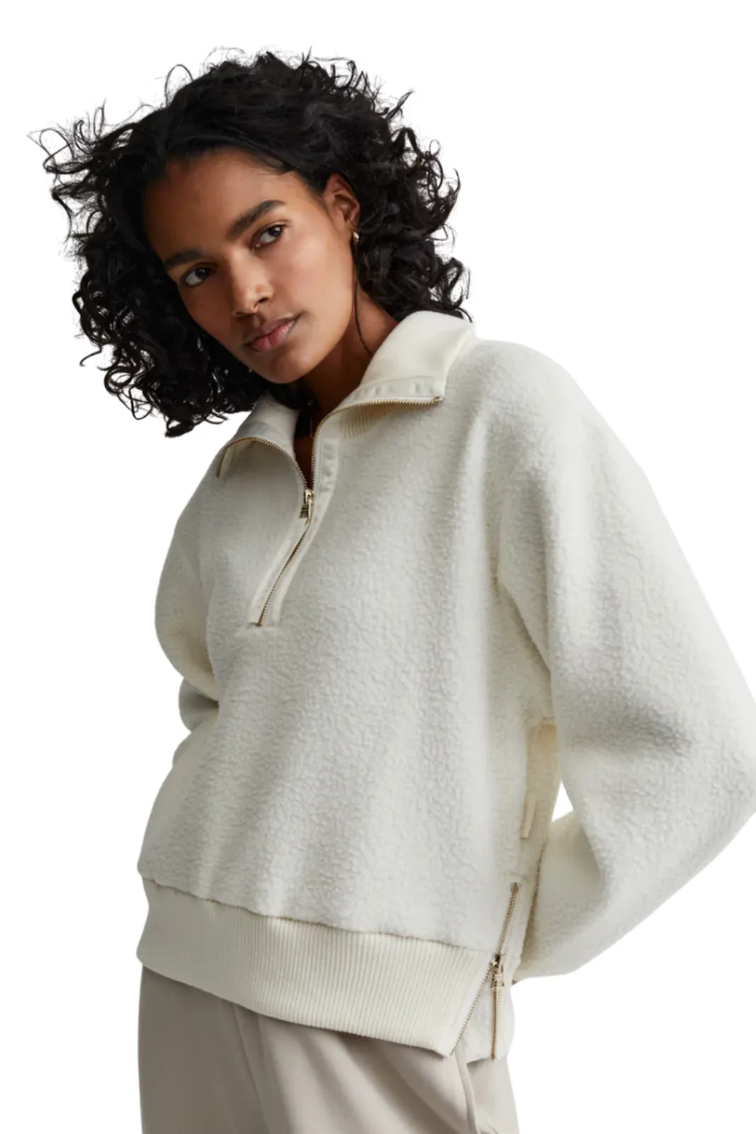 Roselle Half Zip Fleece, Egret