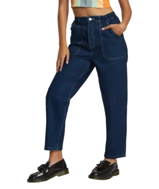 RVCA Scrunchie Denim Pants - Dark Indigo