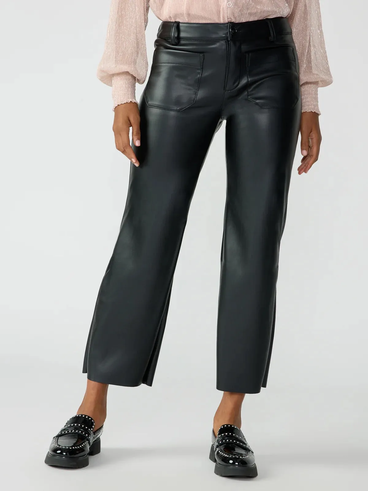 Sanctuary Marine Leather Crop Trouser - BLACK