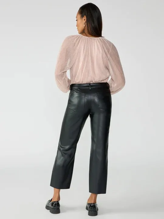 Sanctuary Marine Leather Crop Trouser - BLACK