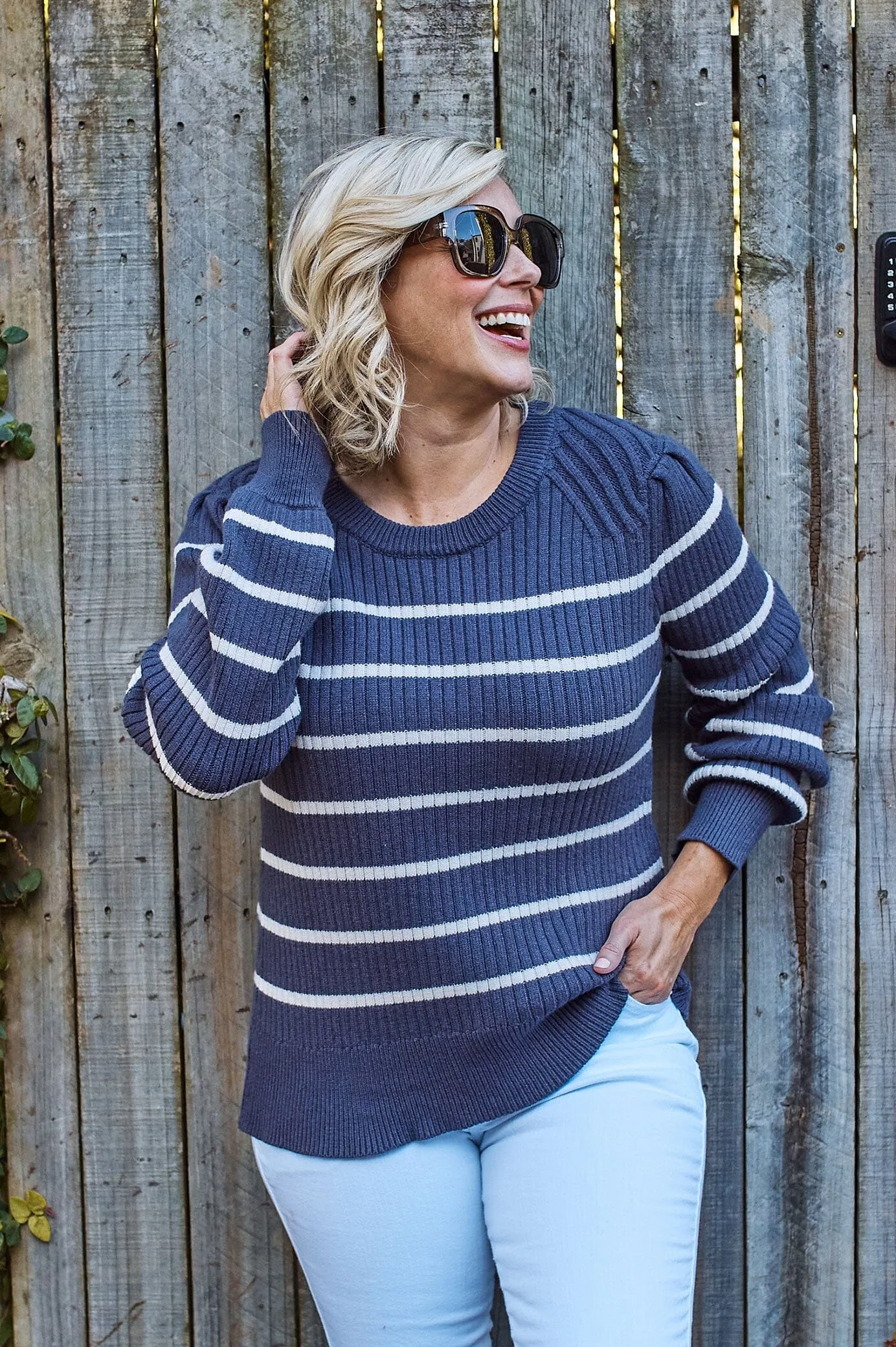 Sarah Sweater Navy and Ivory