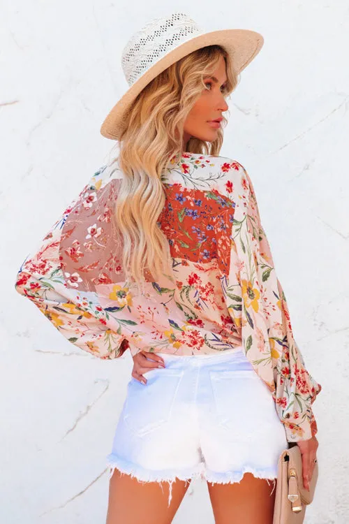 Season Of Blooms Floral Drawstring Top