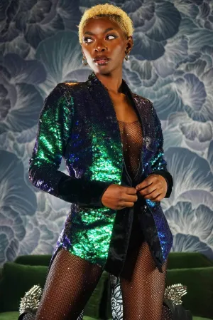 Sequin Tailcoat - Green & Black