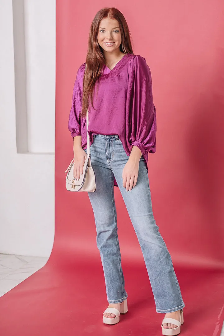 She's That Girl Satin Top | Plum