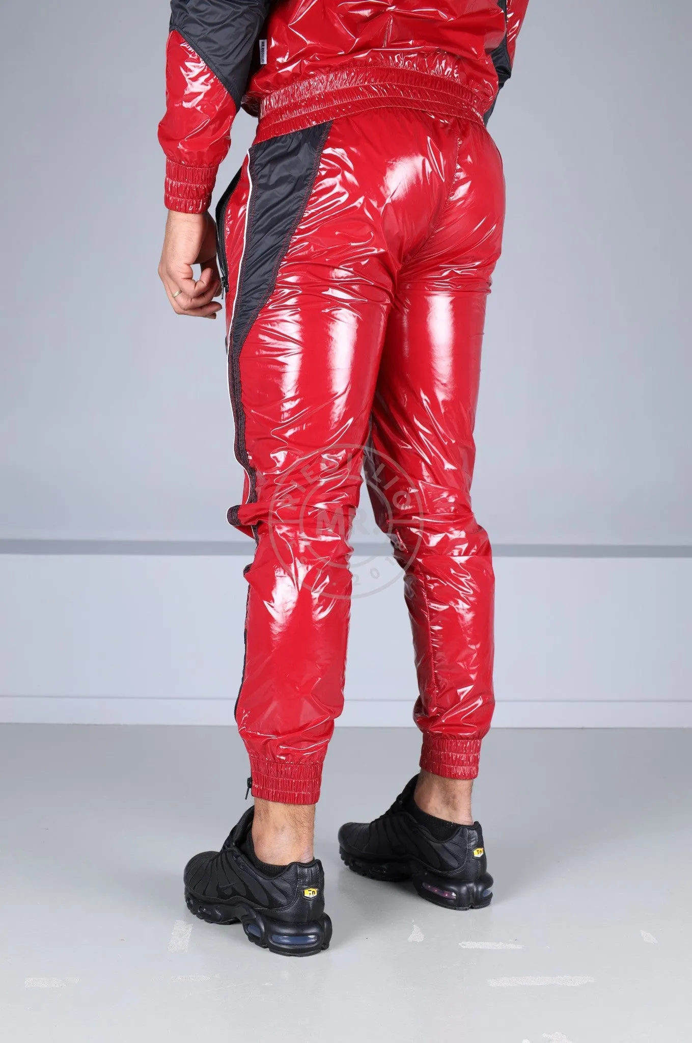 Shiny Nylon 24 Tracksuit Pants - Red