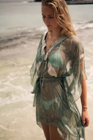 Silk Chiffon Cosima Kaftan EGRET