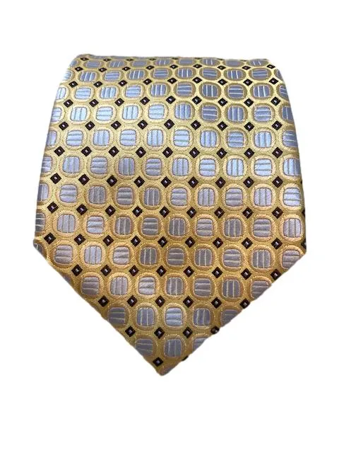 Silver, Gold & Brown Silk Tie