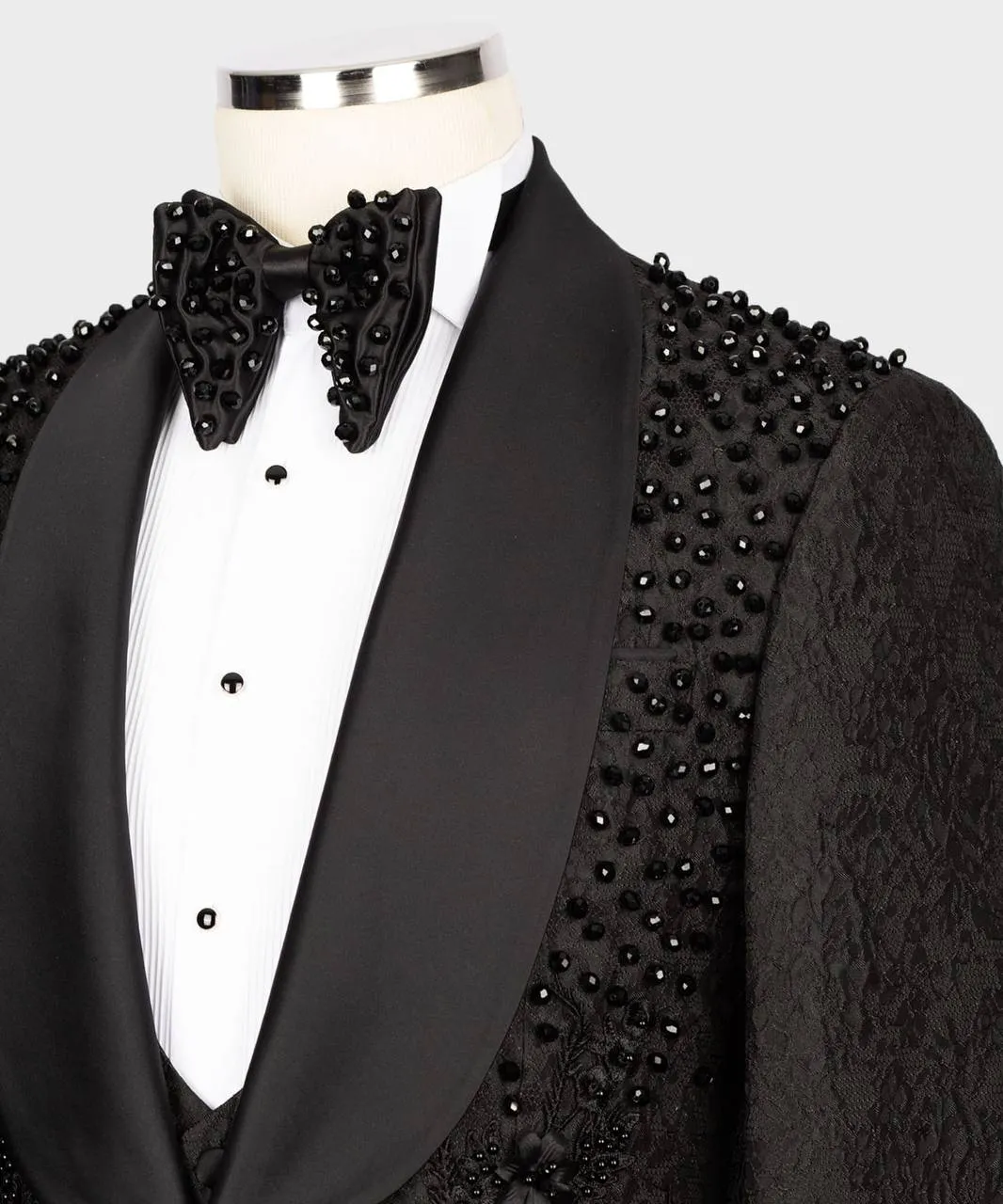 Stone Stitched Exclusive Black Beaded Tuxedo