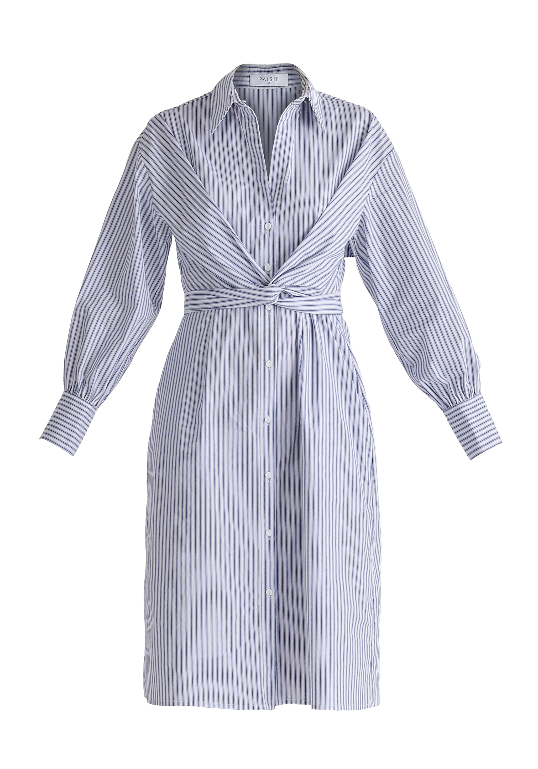 Striped Shirt Dress with Waist Tie