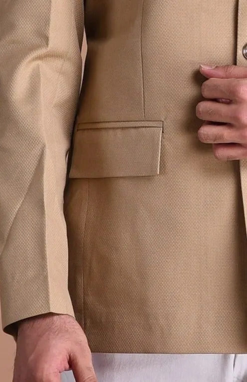 Tan Brown Bandhgala Jodhpuri Blazer With White Trouser