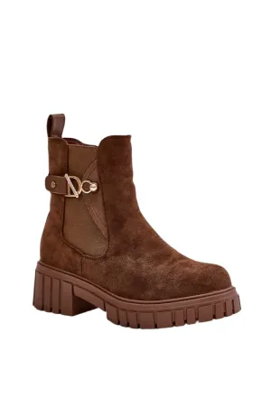 TEEK - Brown Platform Side Link Accent Boots