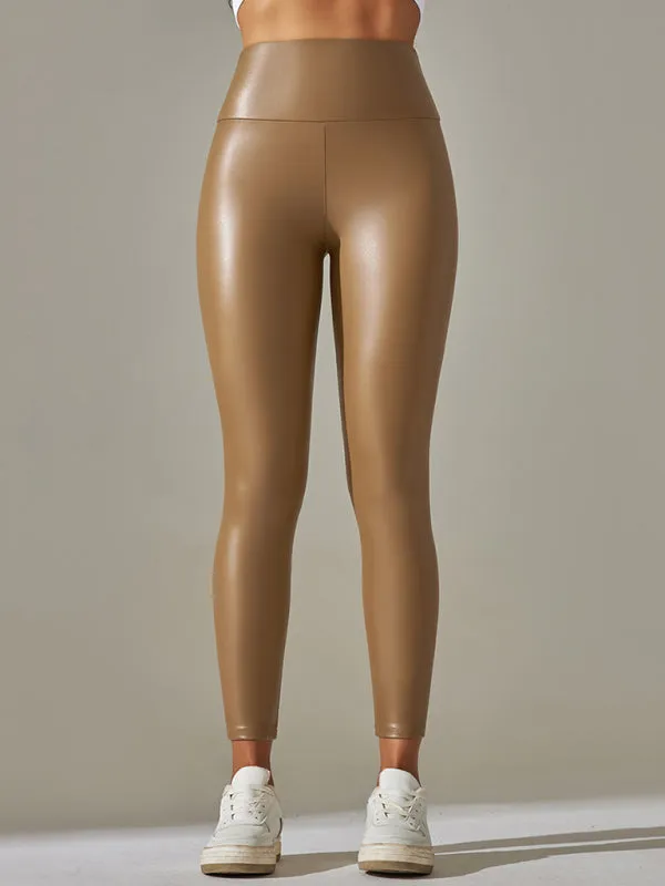 TEEK - Slim Fit High Waist Tight PU Leather Leggings