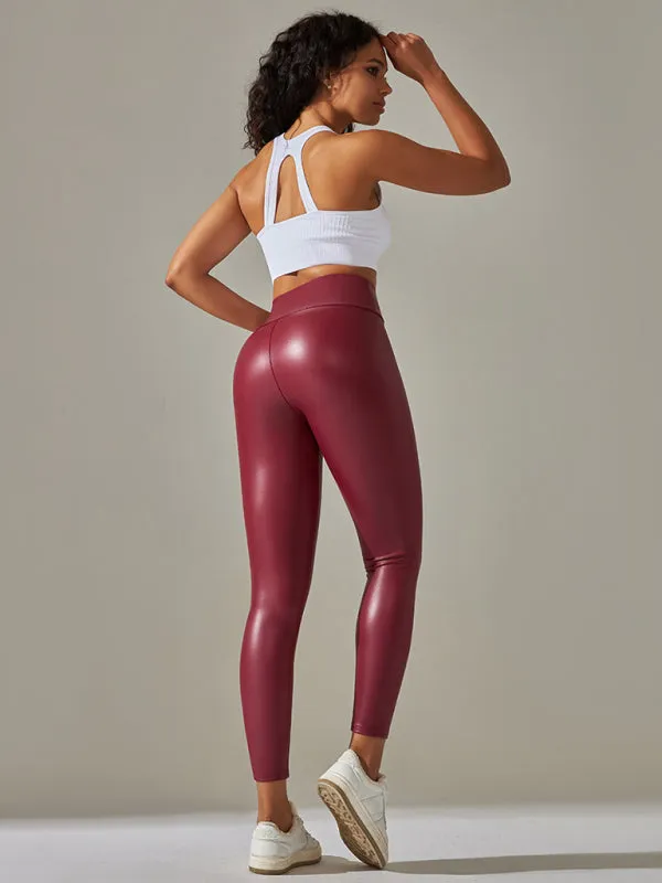 TEEK - Slim Fit High Waist Tight PU Leather Leggings