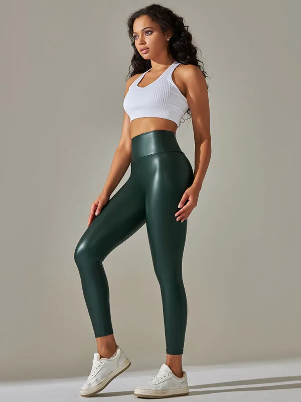 TEEK - Slim Fit High Waist Tight PU Leather Leggings