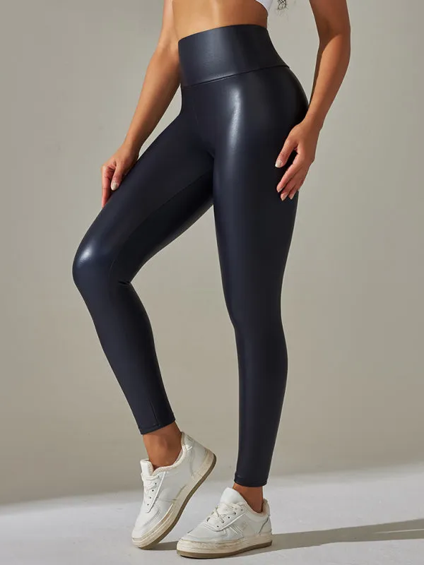 TEEK - Slim Fit High Waist Tight PU Leather Leggings