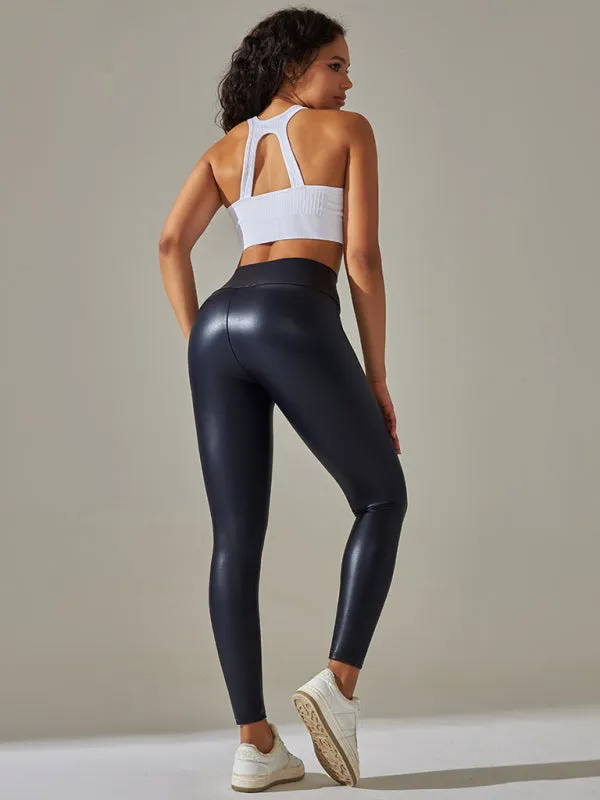 TEEK - Slim Fit High Waist Tight PU Leather Leggings