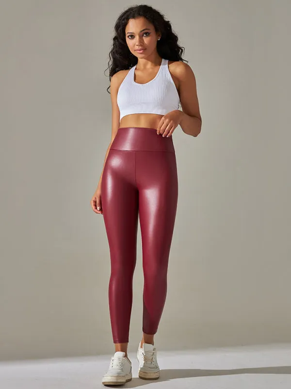 TEEK - Slim Fit High Waist Tight PU Leather Leggings