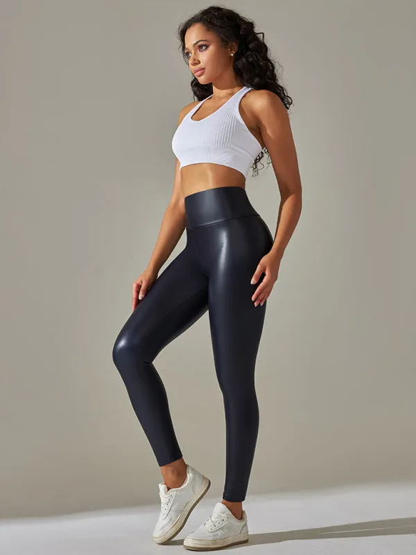 TEEK - Slim Fit High Waist Tight PU Leather Leggings