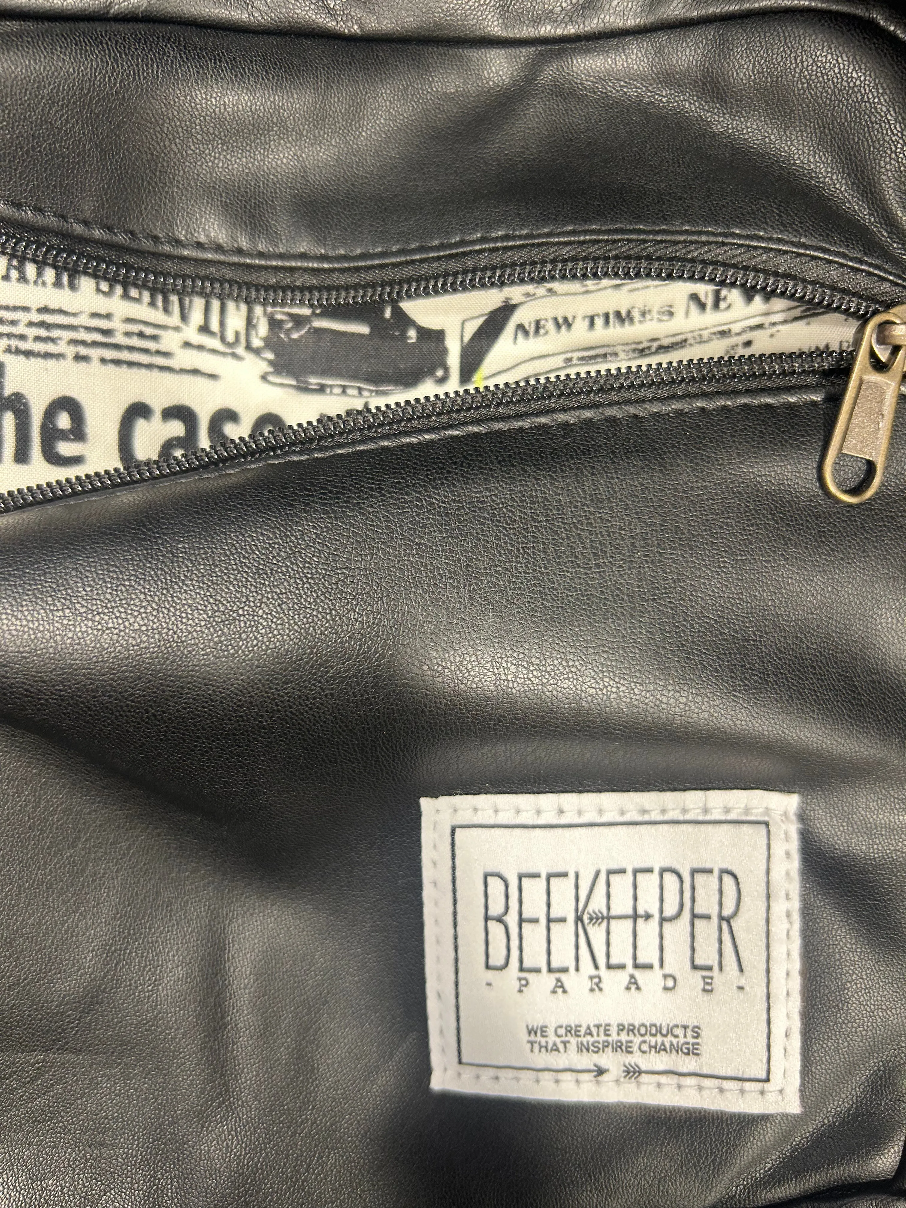 The Black Pleather Royal BeeKeeper Backpack