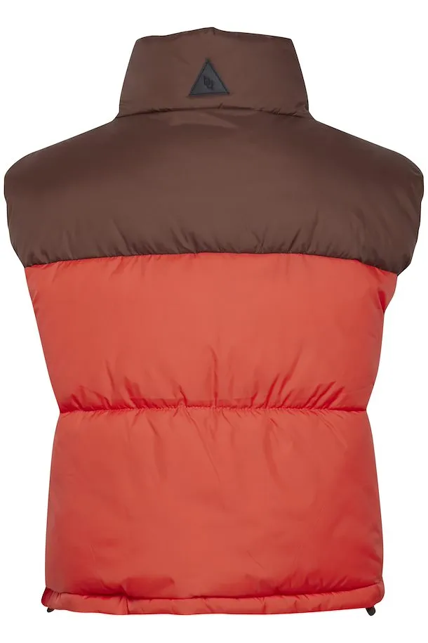 The Bomina Cropped Puffer Vest - Aurora Red