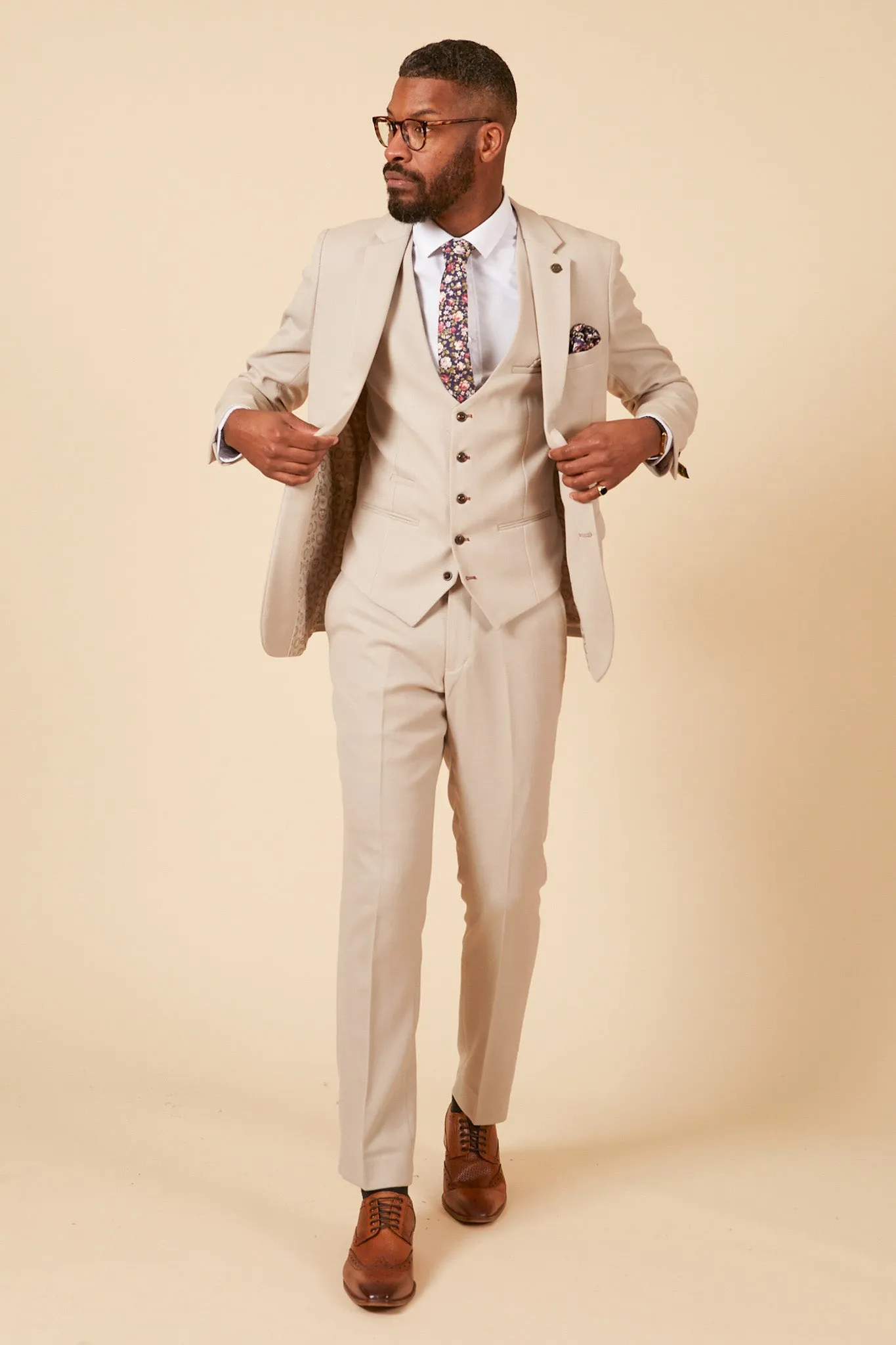 The Leicester City F.C. Collection - HM5 Stone Suit with Kelvin Black Waistcoat As Worn By Mads Hermansen