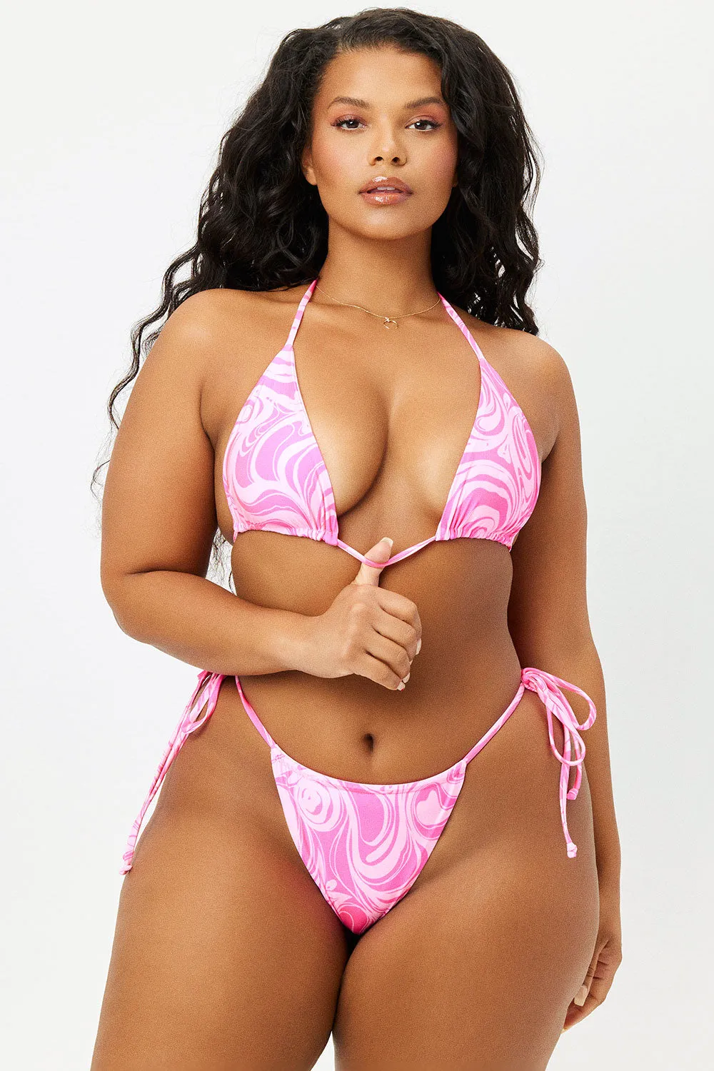 Tia Triangle Satin Bikini Top - Candyland