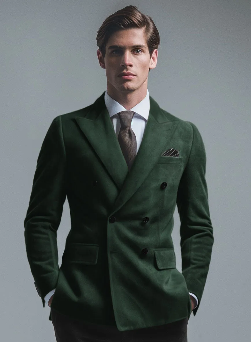 Timber Green Suede Double Breasted Leather Blazer