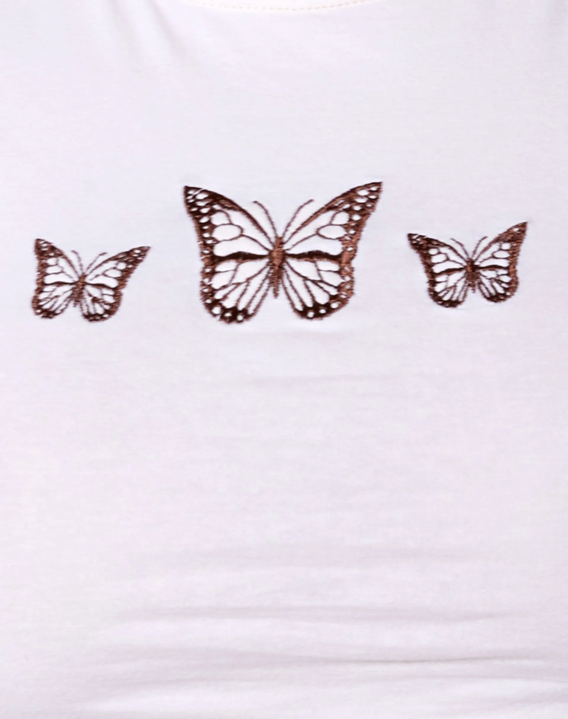 Tindy Crop Top in Ivory Triple Butterfly Embro