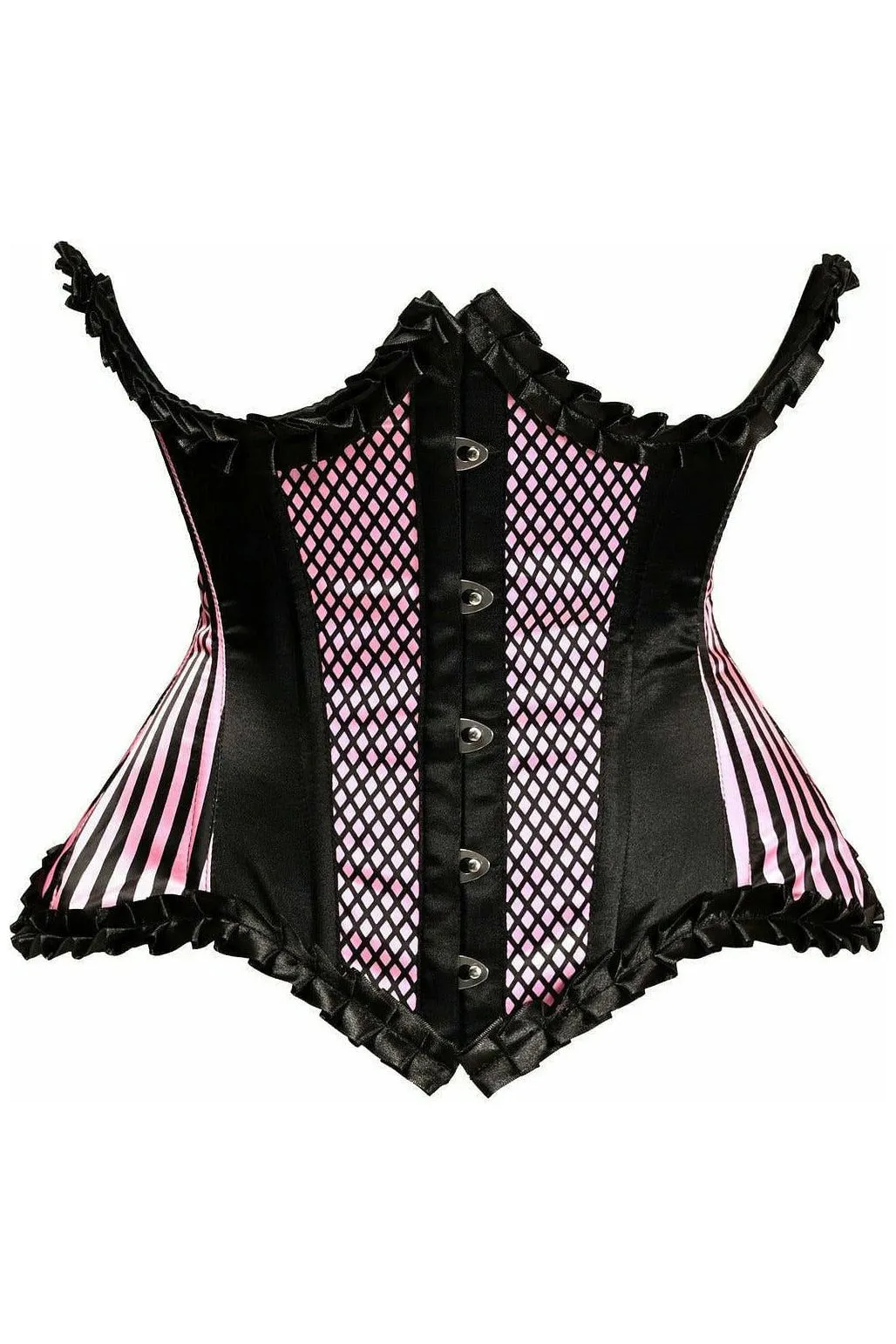 Top Drawer Pink Burlesque Underwire Curvy Cut Waist Cincher Corset