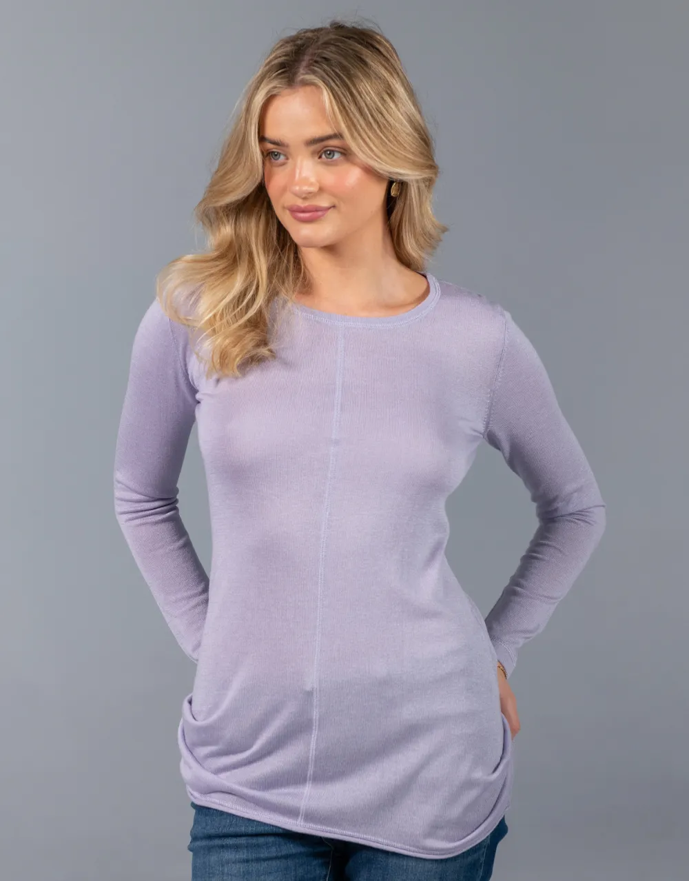 Ultrafine Long Sweater in Lila Blush